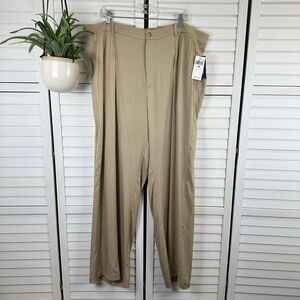 New Lauren Ralph Lauren Beige Pleated Front Twill Wide Leg Pants Plus Size 18‎ W
